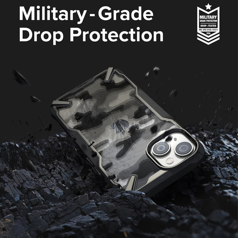Husa iPhone 14 Plus Ringke Fusion X Design, camo black