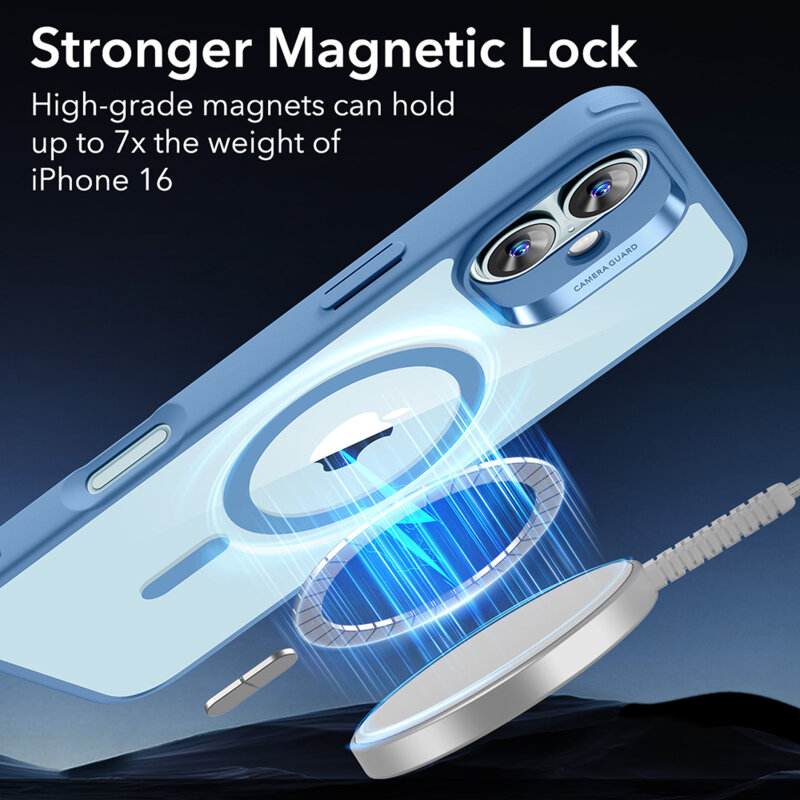 Husa iPhone 16 ESR Classic Hybrid HaloLock, bleu