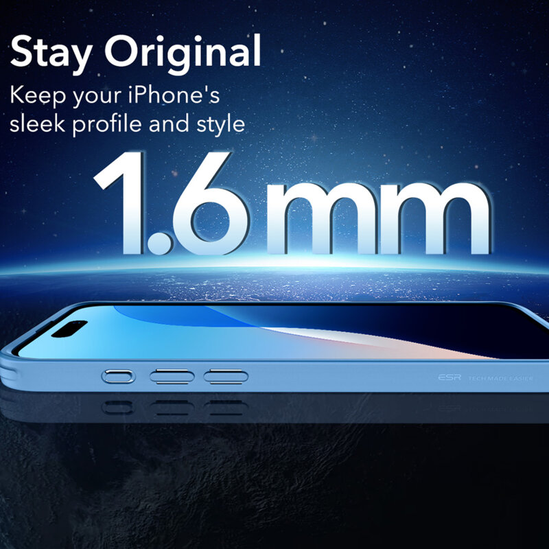 Husa iPhone 16 ESR Classic Hybrid HaloLock, bleu