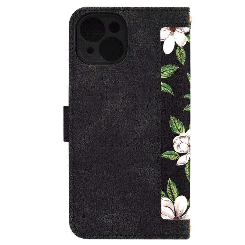 Husa personalizata fete iPhone 14 Techsuit FlipCraft, negru