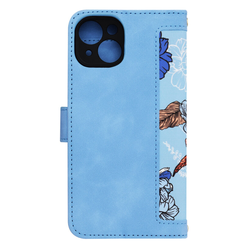 Husa personalizata fete iPhone 14 Techsuit FlipCraft, bleu