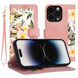 Husa personalizata fete iPhone 14 Pro Techsuit FlipCraft, roz