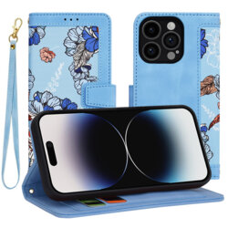 Husa personalizata fete iPhone 14 Pro Techsuit FlipCraft, bleu
