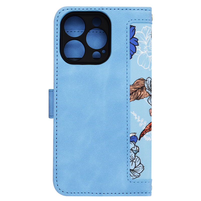 Husa personalizata fete iPhone 14 Pro Techsuit FlipCraft, bleu