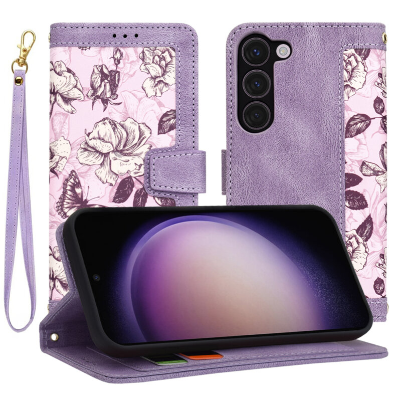 Husa personalizata fete Samsung Galaxy S23 Techsuit FlipCraft, mov
