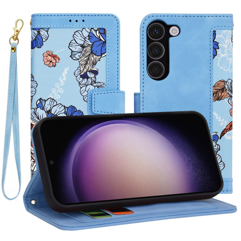 Husa personalizata fete Samsung Galaxy S23 Techsuit FlipCraft, bleu