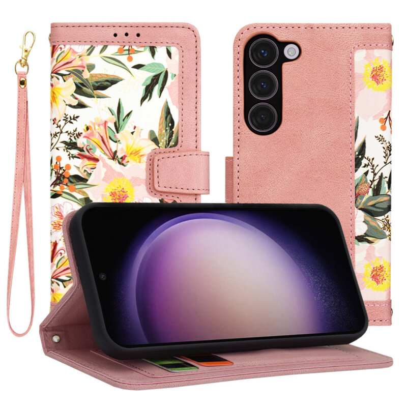 Husa personalizata fete Samsung Galaxy S23 Techsuit FlipCraft, roz