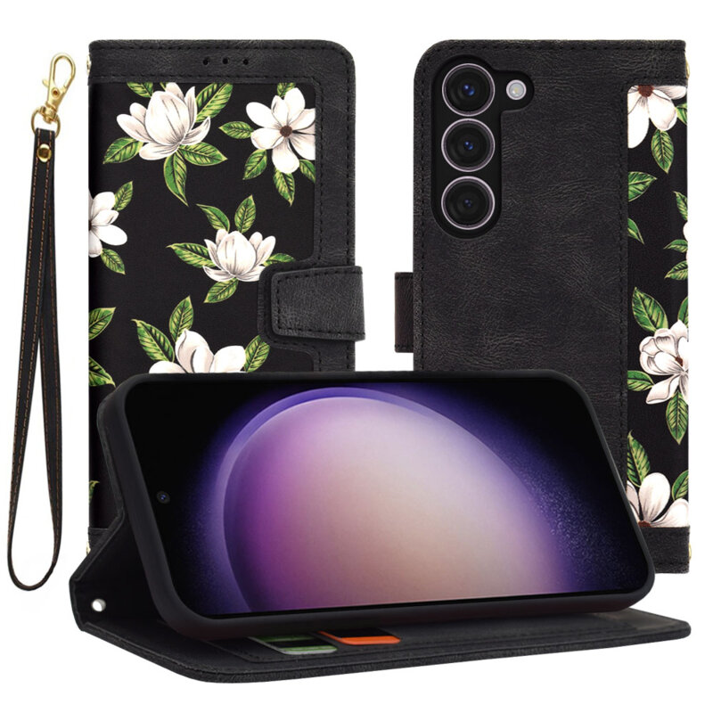 Husa personalizata fete Samsung Galaxy S23 Techsuit FlipCraft, negru