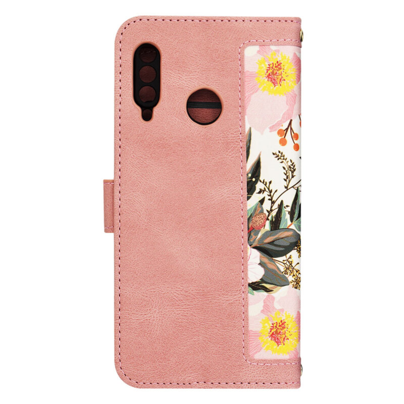 Husa personalizata fete Huawei P30 Lite New Edition Techsuit FlipCraft, roz