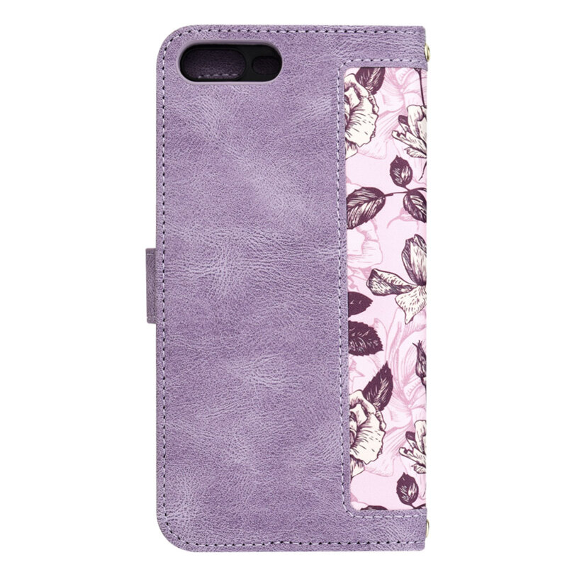 Husa personalizata fete iPhone 8 Plus Techsuit FlipCraft, mov