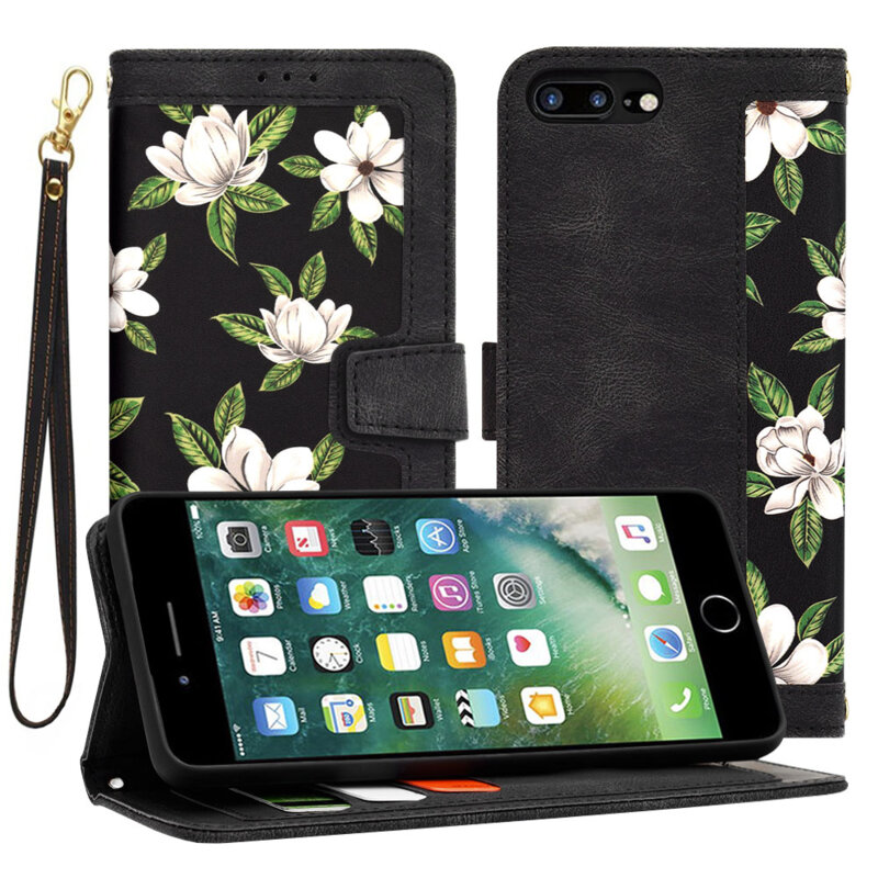 Husa personalizata fete iPhone 8 Plus Techsuit FlipCraft, negru