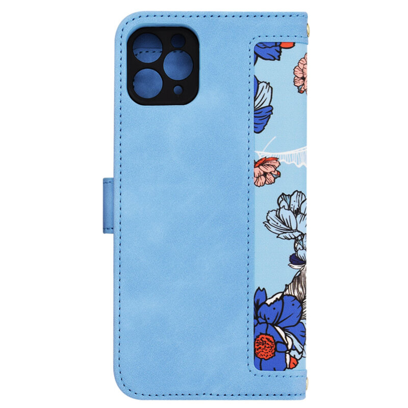 Husa personalizata fete iPhone 11 Pro Max Techsuit FlipCraft, bleu
