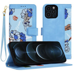 Husa personalizata fete iPhone 12 Pro Max Techsuit FlipCraft, bleu