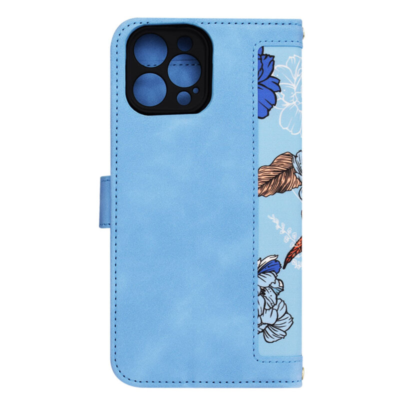 Husa personalizata fete iPhone 12 Pro Max Techsuit FlipCraft, bleu