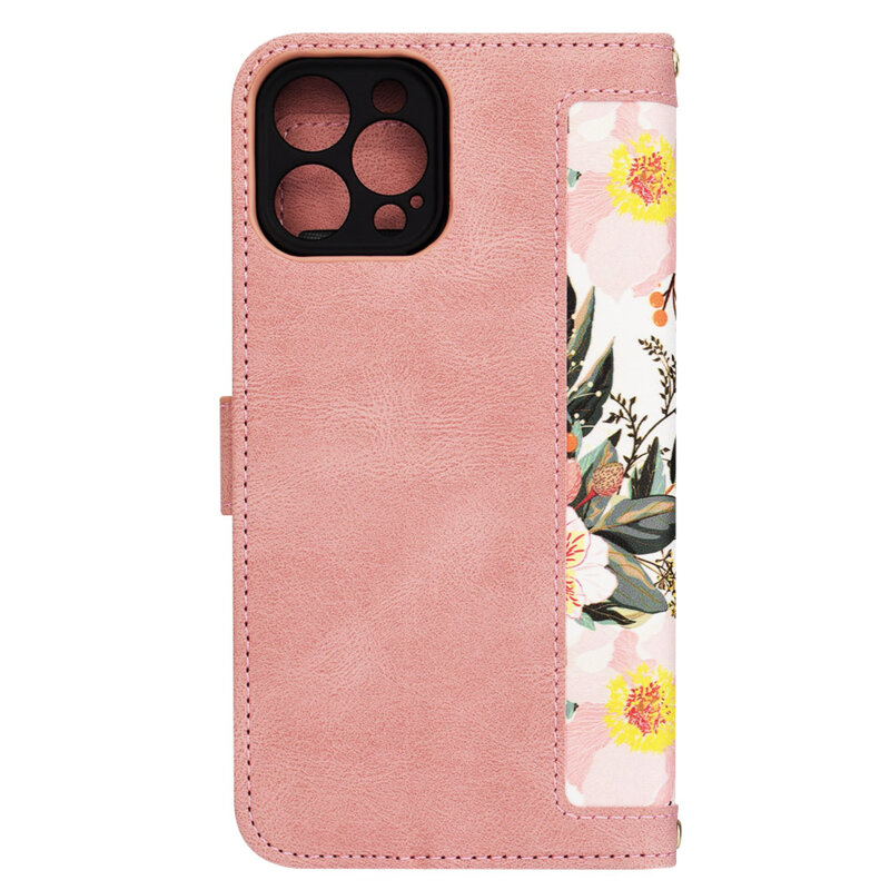 Husa personalizata fete iPhone 12 Pro Max Techsuit FlipCraft, roz