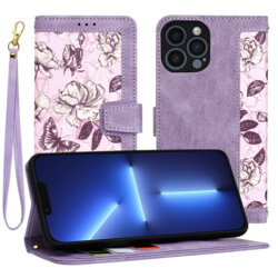 Husa personalizata fete iPhone 13 Pro Max Techsuit FlipCraft, mov