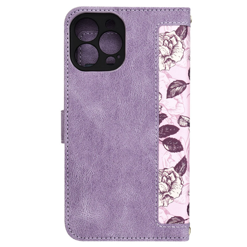 Husa personalizata fete iPhone 13 Pro Max Techsuit FlipCraft, mov