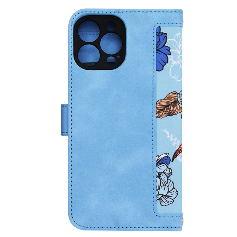 Husa personalizata fete iPhone 13 Pro Max Techsuit FlipCraft, bleu