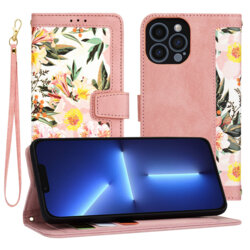 Husa personalizata fete iPhone 13 Pro Max Techsuit FlipCraft, roz