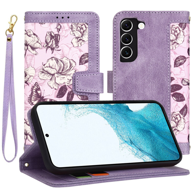 Husa personalizata fete Samsung Galaxy S22 5G Techsuit FlipCraft, mov
