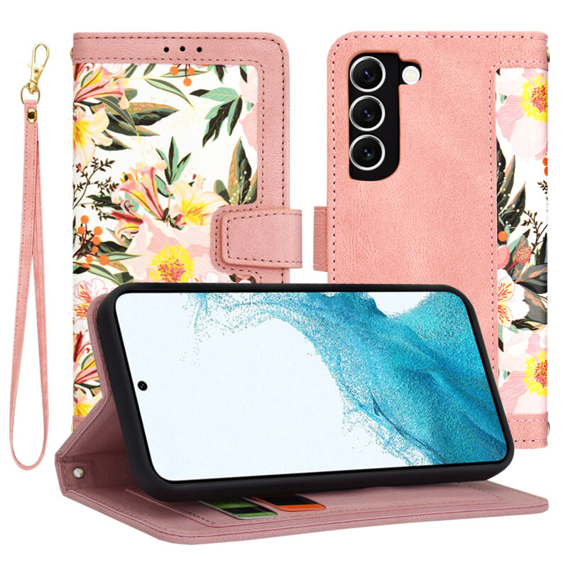 Husa personalizata fete Samsung Galaxy S22 5G Techsuit FlipCraft, roz