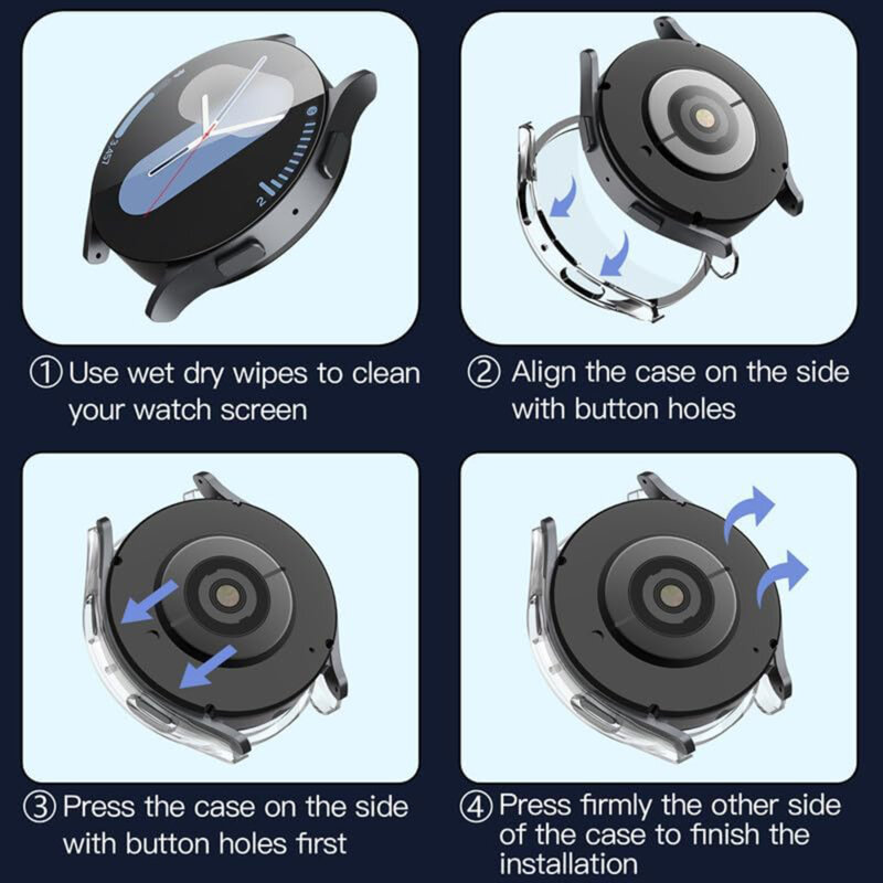 [Pachet 360°] Husa + folie Samsung Galaxy Watch7 40mm Techsuit Defense, transparenta