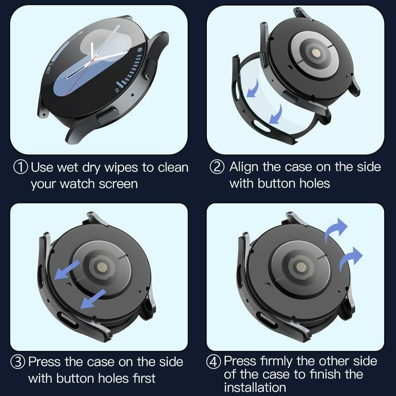 [Pachet 360°] Husa + folie Samsung Galaxy Watch7 40mm Techsuit Defense, negru