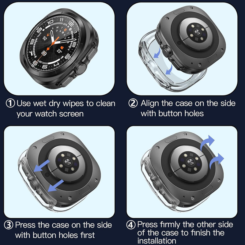 [Pachet 360°] Husa + folie Samsung Galaxy Watch Ultra 47mm Techsuit Defense, transparenta