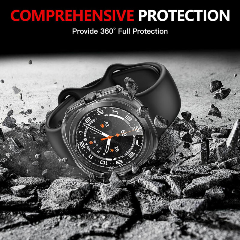 [Pachet 360°] Husa + folie Samsung Galaxy Watch Ultra 47mm Techsuit Defense, transparenta