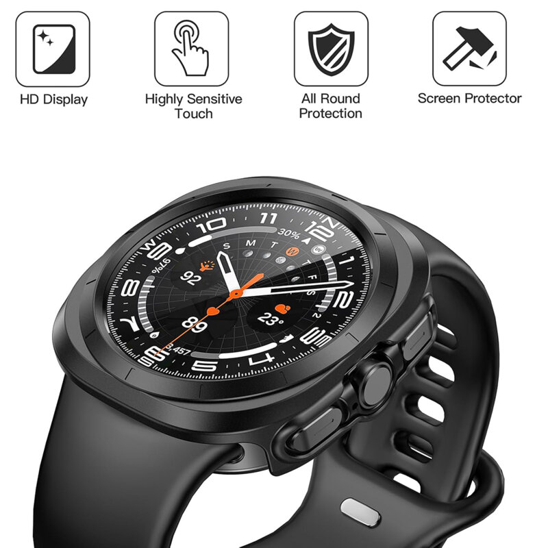 [Pachet 360°] Husa + folie Samsung Galaxy Watch Ultra 47mm Techsuit Defense, negru