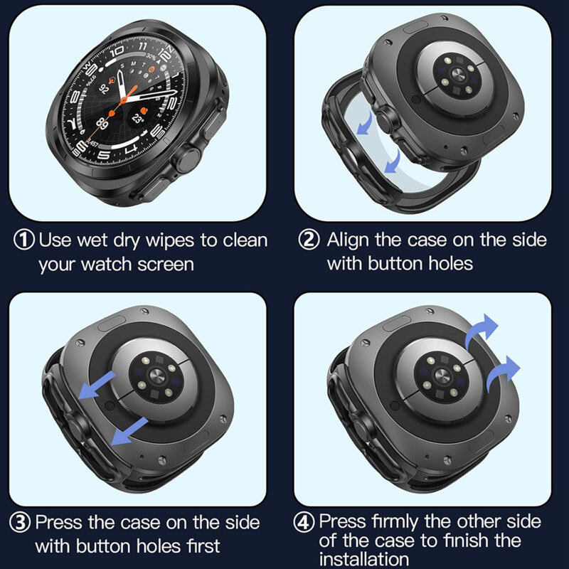 [Pachet 360°] Husa + folie Samsung Galaxy Watch Ultra 47mm Techsuit Defense, negru