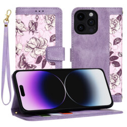 Husa personalizata fete iPhone 14 Pro Max Techsuit FlipCraft, mov