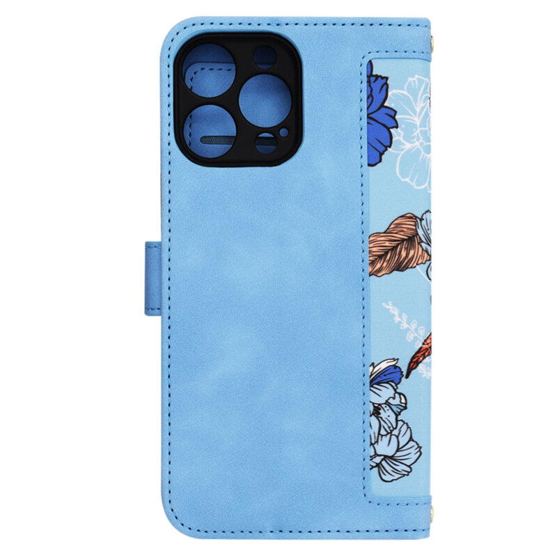 Husa personalizata fete iPhone 14 Pro Max Techsuit FlipCraft, bleu