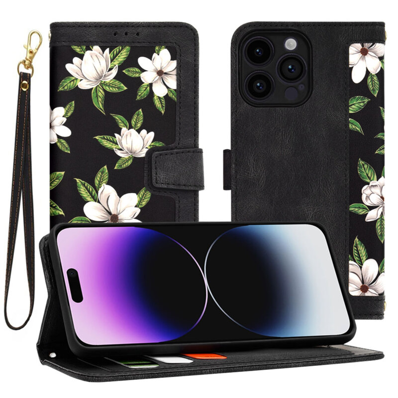 Husa personalizata fete iPhone 14 Pro Max Techsuit FlipCraft, negru