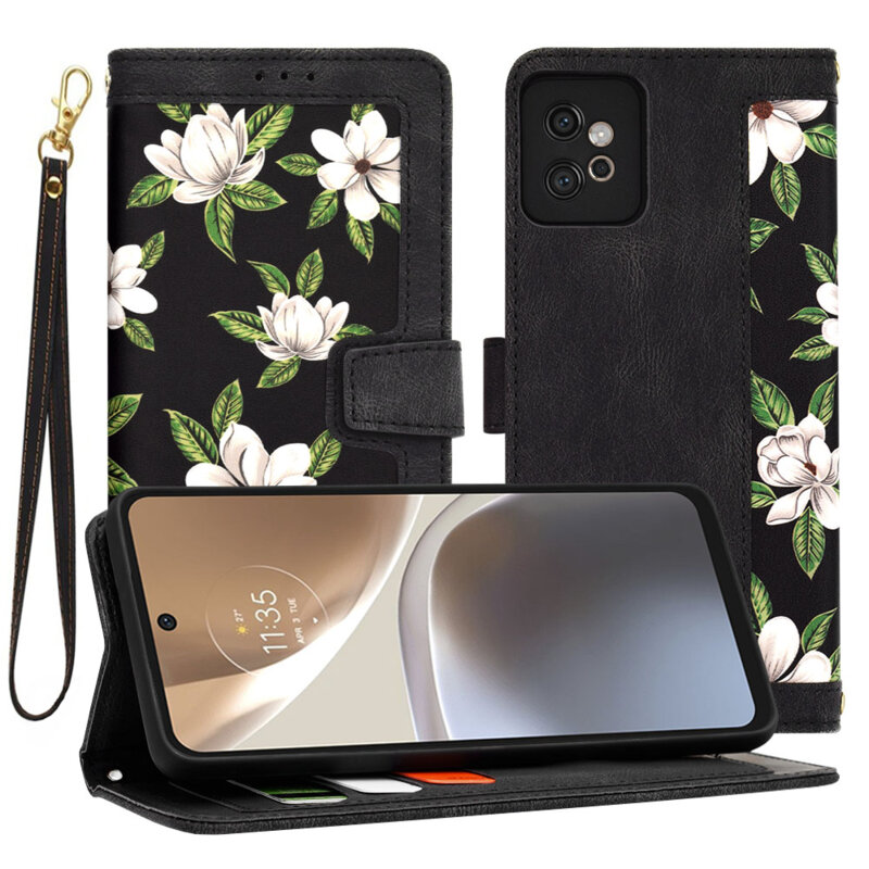 Husa personalizata fete Motorola Moto G32 Techsuit FlipCraft, negru