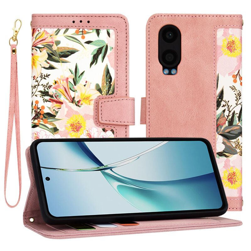 Husa personalizata fete OnePlus Nord CE4 Lite Techsuit FlipCraft, roz