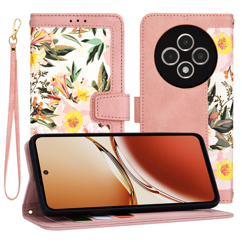 Husa personalizata fete Oppo Reno12 F 5G Techsuit FlipCraft, roz