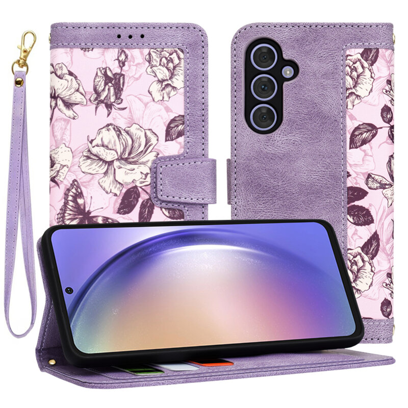 Husa personalizata fete Samsung Galaxy A54 Techsuit FlipCraft, mov