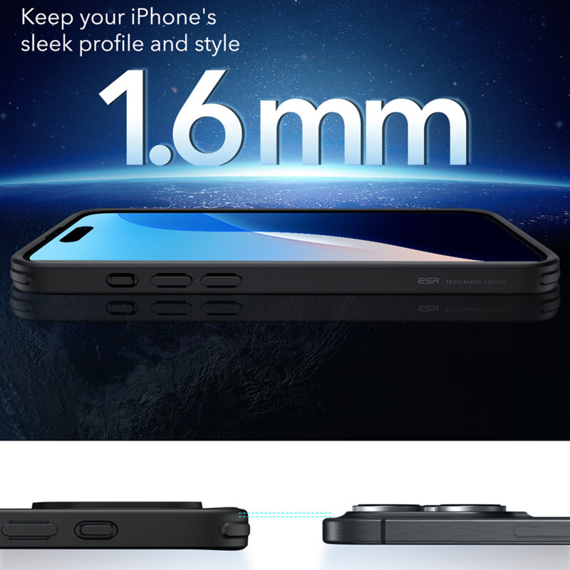 Husa iPhone 16 Pro Max ESR Classic Hybrid HaloLock, negru frost