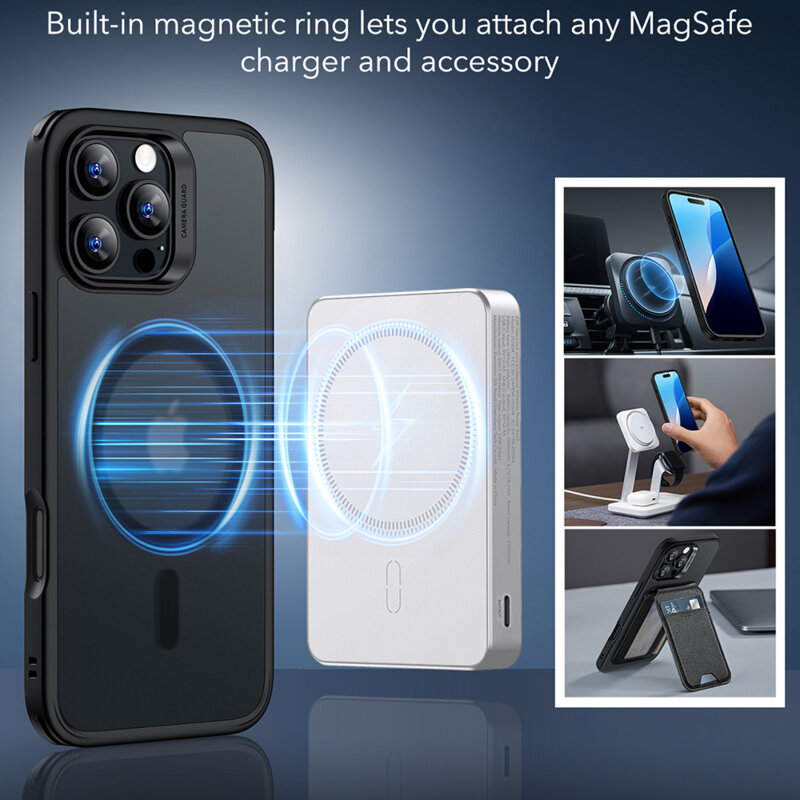 Husa iPhone 16 Pro Max ESR Classic Hybrid HaloLock, negru frost