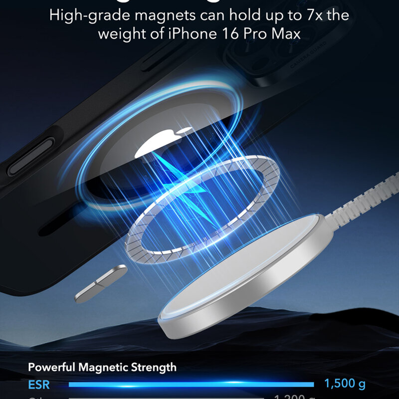 Husa iPhone 16 Pro Max ESR Classic Hybrid HaloLock, negru/transparenta