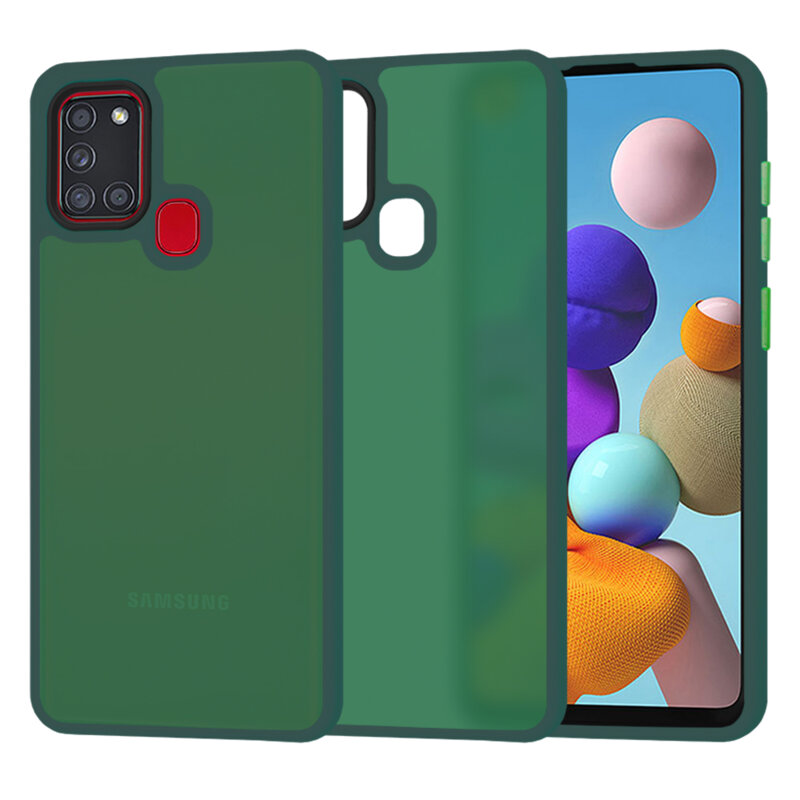Husa Samsung Galaxy A21s Techsuit HaloFrost Series, verde inchis