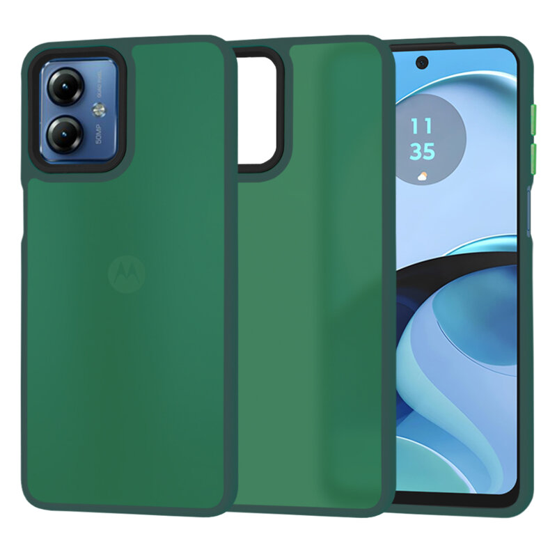 Husa Motorola Moto G14 Techsuit HaloFrost Series, verde inchis