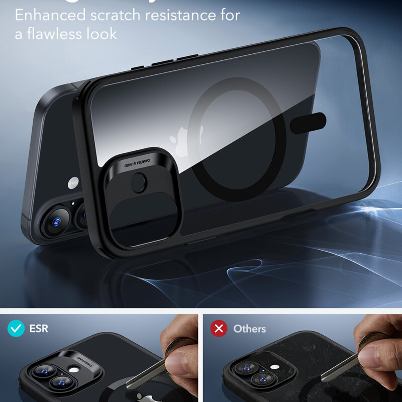 Husa iPhone 16 Plus ESR Classic Hybrid HaloLock, negru/transparenta
