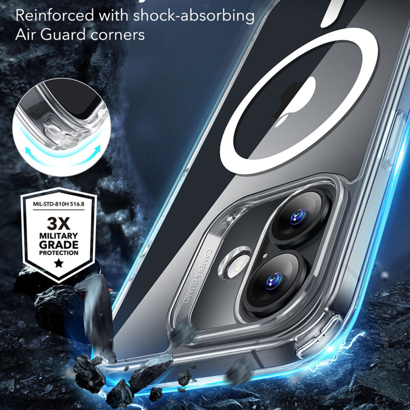 Husa iPhone 16 Plus ESR Classic Hybrid HaloLock, transparenta