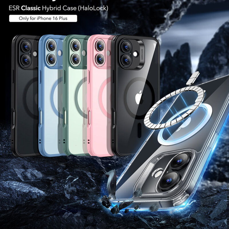 Husa iPhone 16 Plus ESR Classic Hybrid HaloLock, transparenta