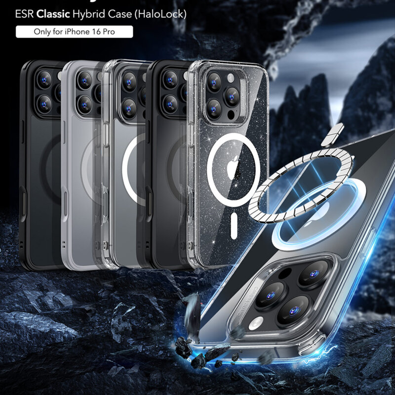 Husa iPhone 16 Pro ESR Classic Hybrid HaloLock, transparenta