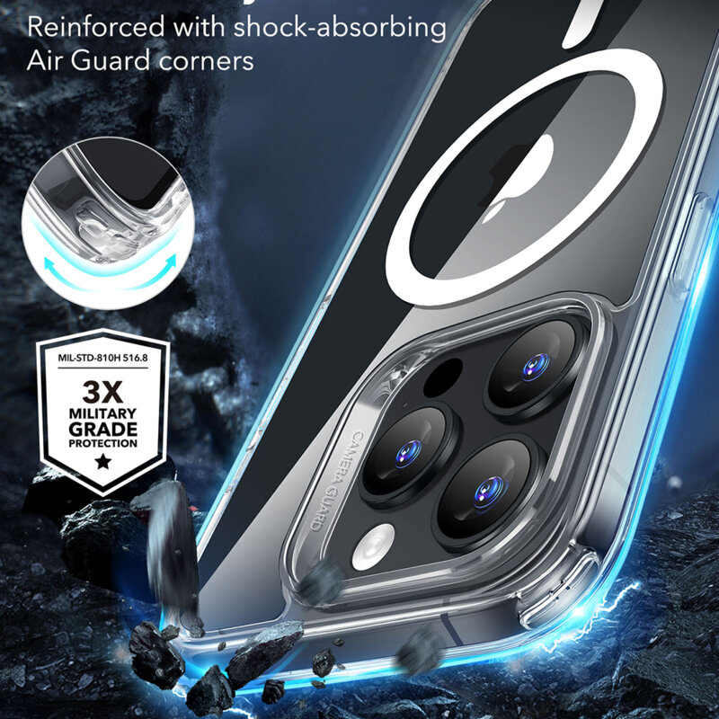 Husa iPhone 16 Pro ESR Classic Hybrid HaloLock, transparenta