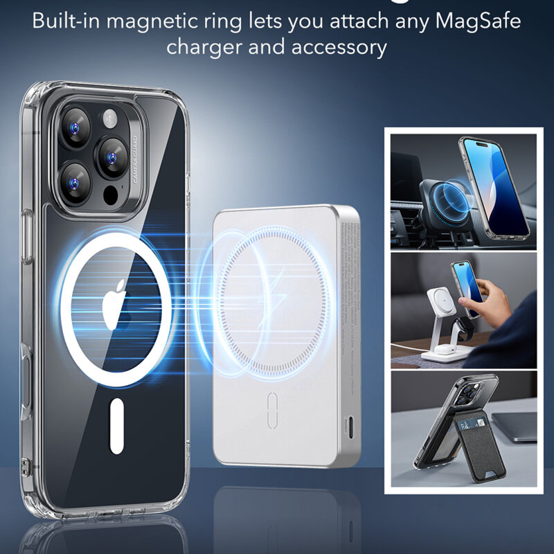 Husa iPhone 16 Pro ESR Classic Hybrid HaloLock, transparenta