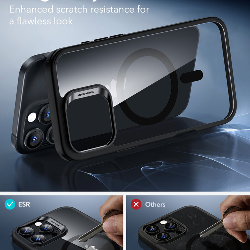 Husa iPhone 16 Pro ESR Classic Hybrid HaloLock, negru/transparenta